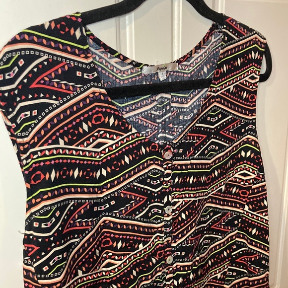 ❤️🔥5/20$ PAPAYA💫 Women’s Brown/Red Detailed Print Sleeve-less Button-Up Top - Picture 2 of 7
